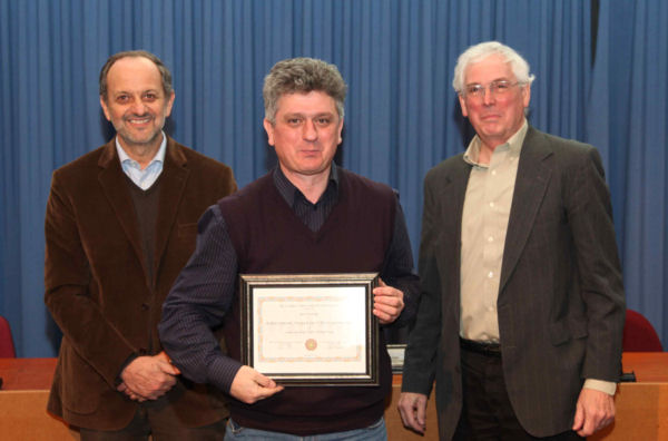 on the left - Guido Tonelli - (The CMS Experiment Spokesperson), on the right - Dan Green (The CMS Collaboration Board Chairperson)